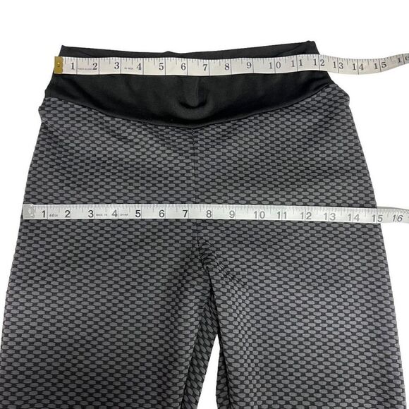 Yoga Pants Leggings Black Grey Basket Weave Pattern Junior Medium - Picture 5 of 9